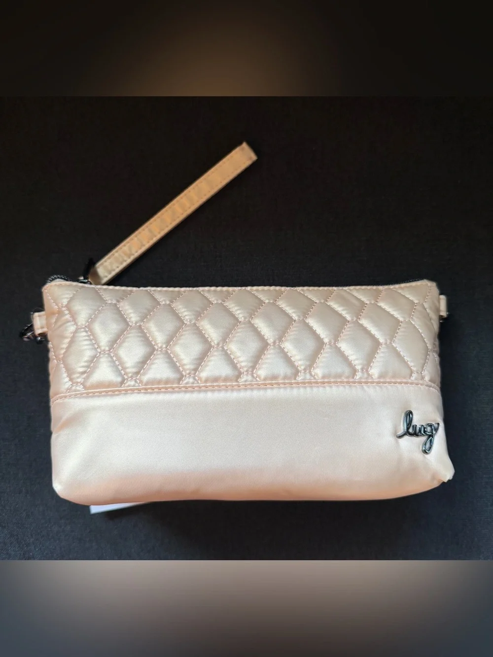 Lug Shiplap RFID Wristlet Pouch Bag Mini Purse – Metallic Rose Gold (Pink)